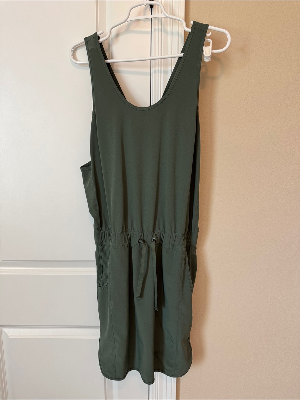 Patagonia Olive Sleeveless Drawstring Mini Dress